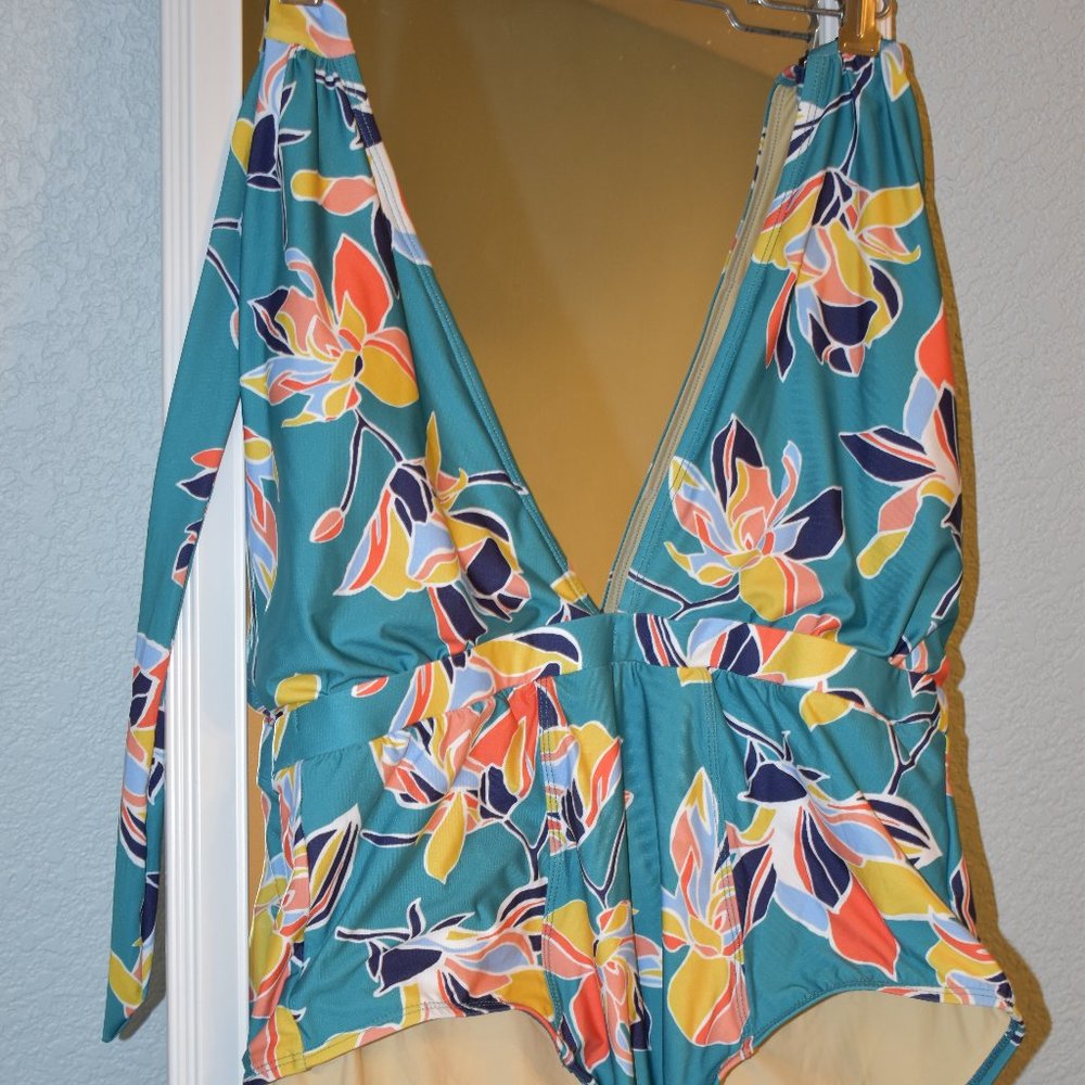 Modcloth Jessica Floral One-piece Swimsuit in Teal